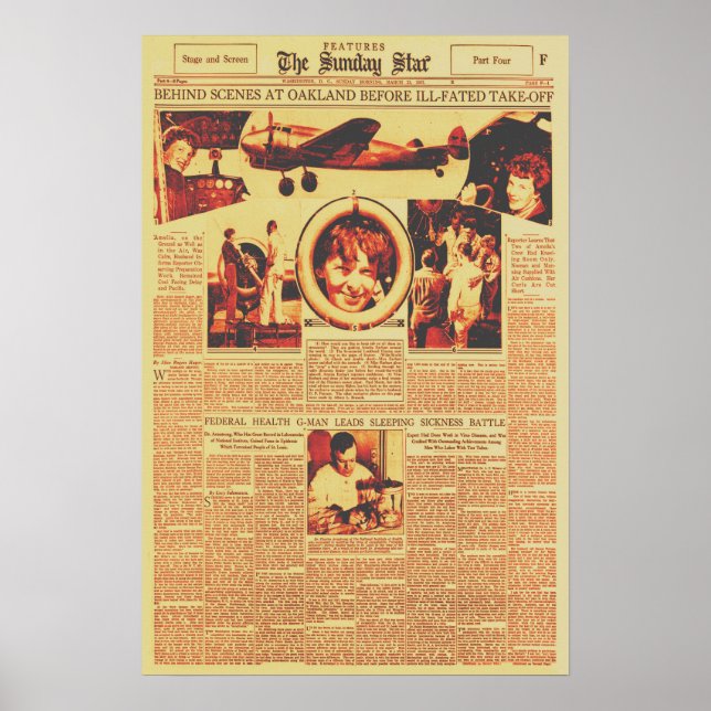 Affiche Amelia Earhart avant le tour du monde Vol 1937 (Devant)