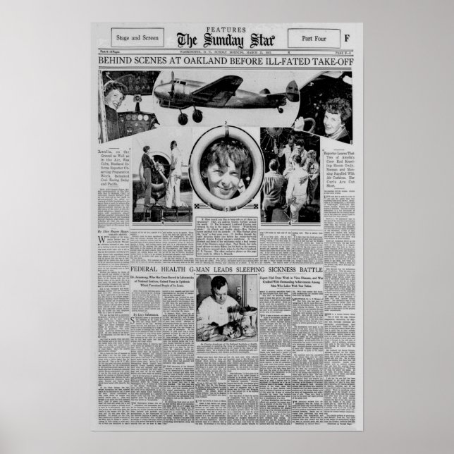 Affiche Amelia Earhart avant le vol autour du monde 1937  (Devant)