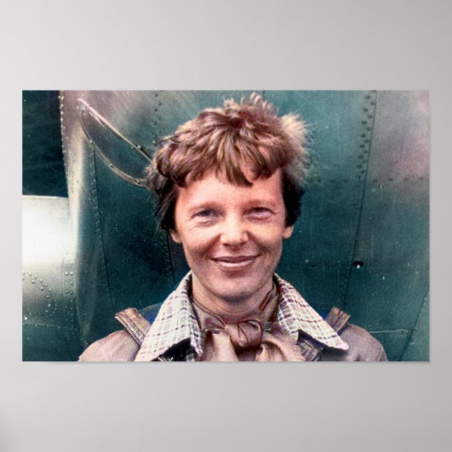 Affiche Amelia Earhart et son Lockheed Electra Colorisés  (Devant)