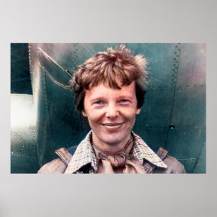 Affiche Amelia Earhart et son Lockheed Electra Colorisés