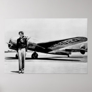Affiche Amelia Earhart Lockheed Electra C 1937 B & W Affic