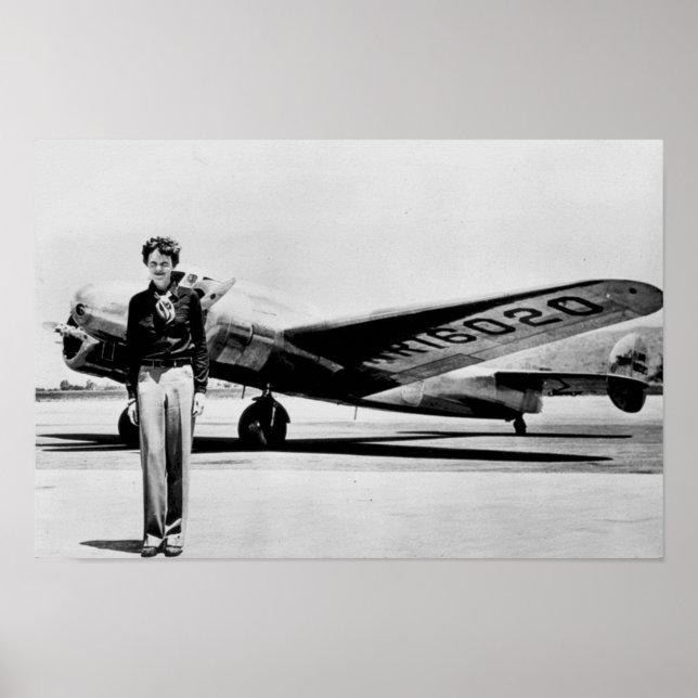 Affiche Amelia Earhart Lockheed Electra C 1937 B & W Poste (Devant)