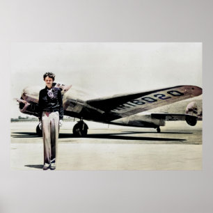 Affiche Amelia Earhart Lockheed Electra C 1937 Colorisé P