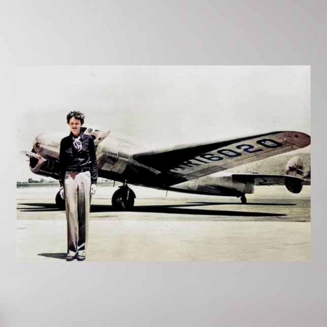 Affiche Amelia Earhart Lockheed Electra C 1937 Colorisée (Devant)