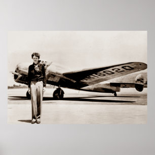 Affiche Amelia Earhart Lockheed Electra C 1937 Sepia