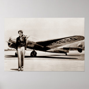 Affiche Amelia Earhart Lockheed Electra C 1937 Sepia Poste