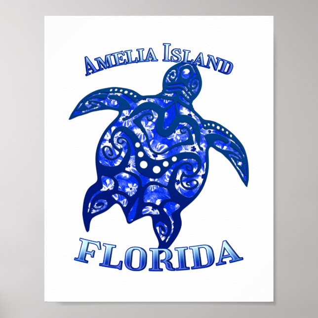 Affiche Amelia Florida Vacation Tribal Turtle (Devant)