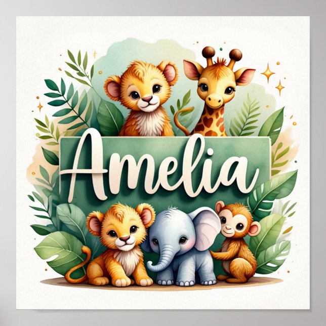 Affiche Amelia Safari Nursery Wall Art (Devant)