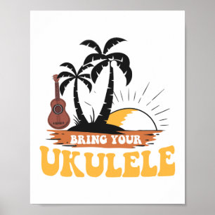 Affiche Amenez votre musicien de plage hawaïen Ukulele