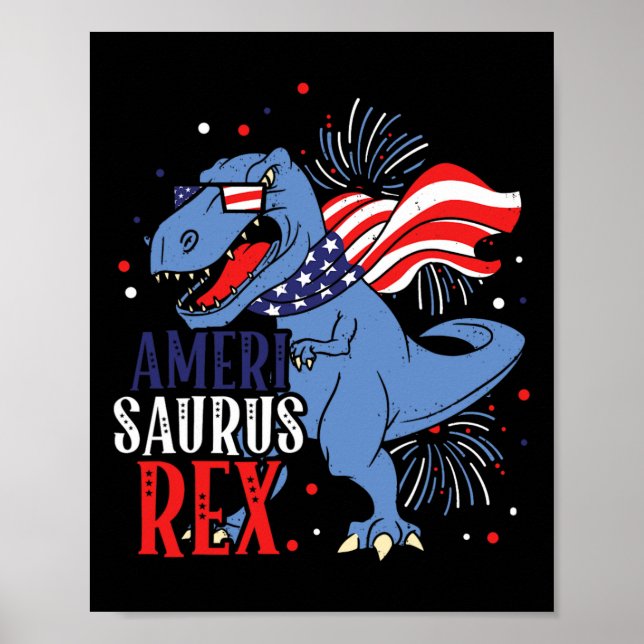 Affiche Ameri Saurus Rex 4 juillet Indépendance des dinosa (Devant)