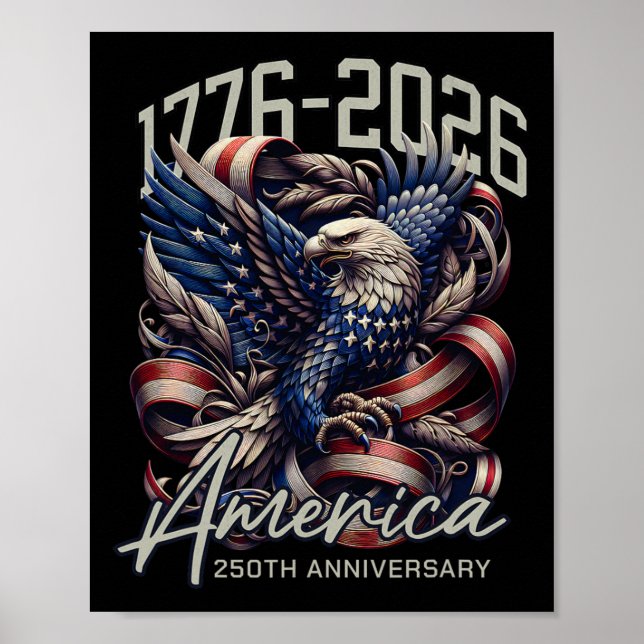 Affiche America 250th Anniversary Eagle Us Flag July 4th 2 (Devant)
