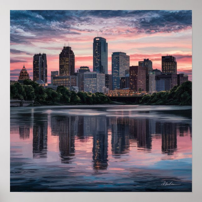 Affiche America Boston City Skyline, Boston Ma Us Skyline (Devant)