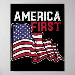 Affiche America First US Flag Memorial Day 4 juillet Homme
