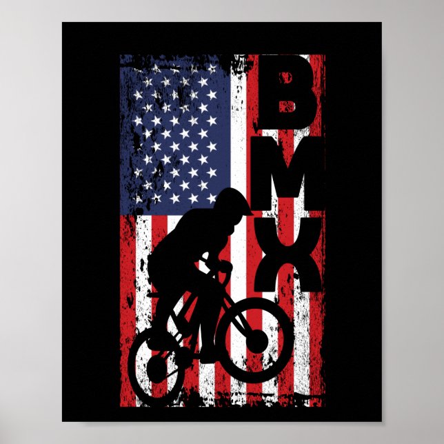 Affiche America flag BMX course sport extrême (Devant)