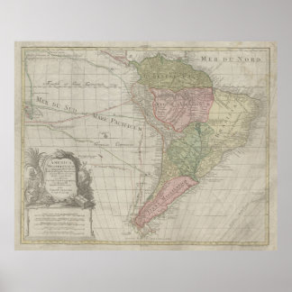 Affiche America Meridionalis, South America Print, 1772