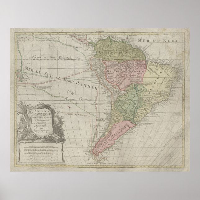 Affiche America Meridionalis, South America Print, 1772 (Devant)
