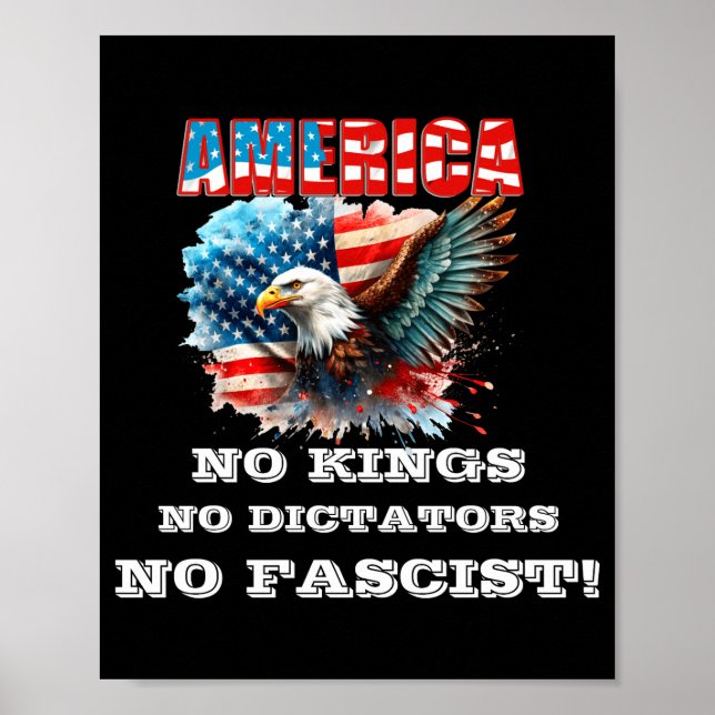 Affiche America No Kings No Dictators No Fascist  (Devant)