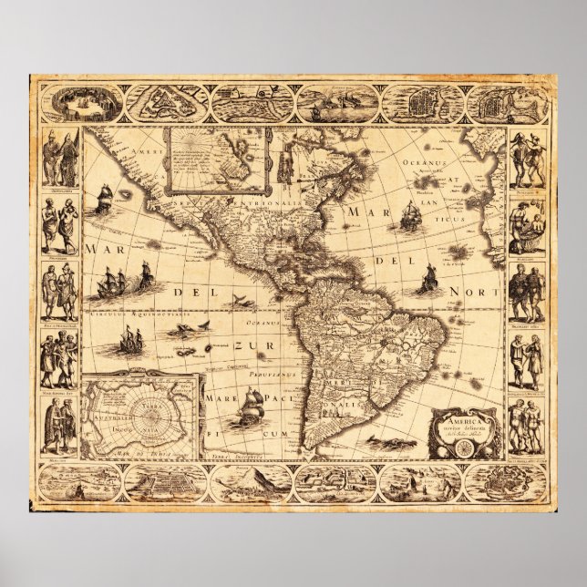 Affiche America, Noviter Delineata Map (1622) (Devant)