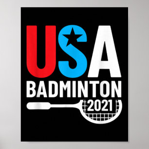 Affiche Américain 2021 Badminton Usa Cadeaux Pour Badminto