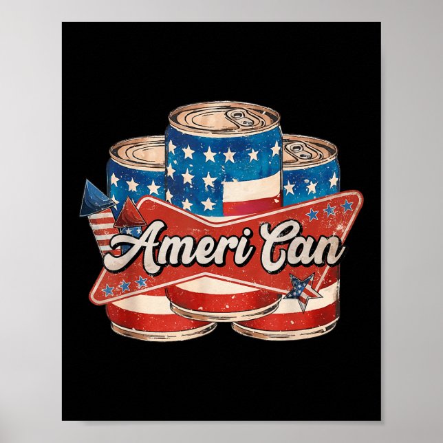 Affiche Américain Ameri Can 4 juillet Rétro Usa Bière Patr (Devant)