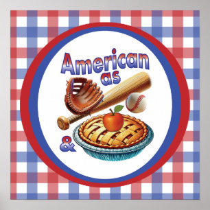 Affiche Américain autant que le baseball et la tarte aux p