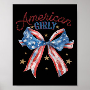 Affiche Américain Féminin Mignon Coquette Nœud 4 Juillet É