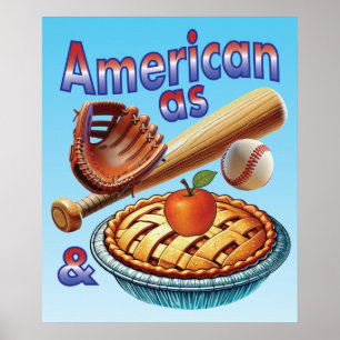 Affiche Américain Fun autant que le Baseball & la Tarte au
