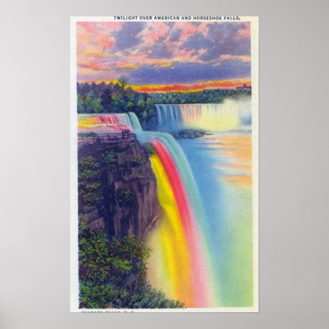 Affiche American and Horseshoe Falls à Dusk (Devant)