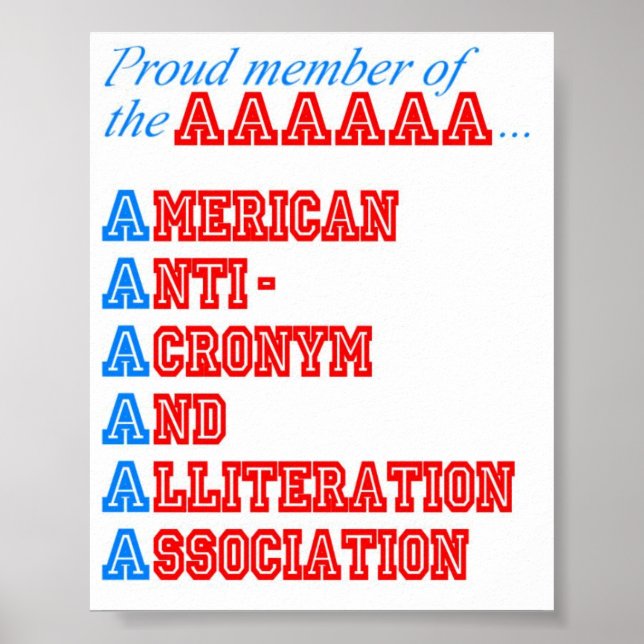 Affiche American Anti-Acronyme And Allitation Association (Devant)