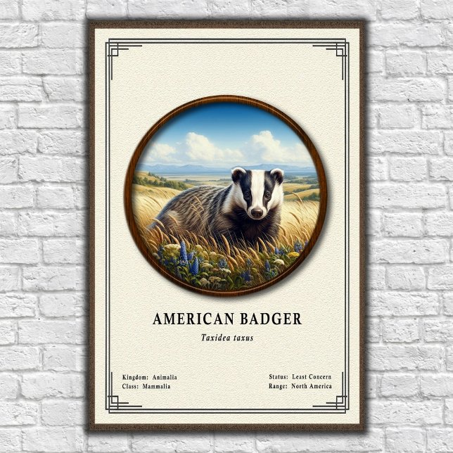 Affiche American Badger Zoology Series (Créateur téléchargé)