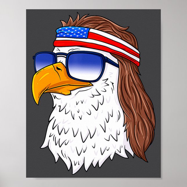 Affiche American Bald Eagle Mullet 4th Of July Funny Usa  (Devant)
