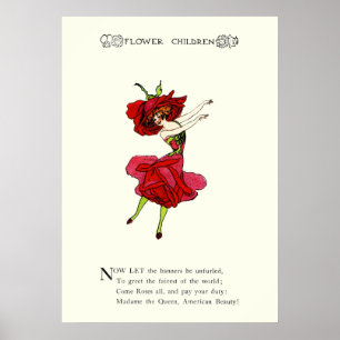 Affiche American Beauty Rose, Whimsical Flowers Livre Art
