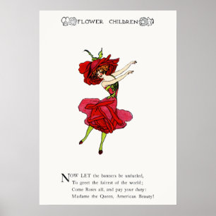Affiche American Beauty Rose, Whimsical Flowers Livre Art