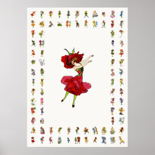 Affiche American Beauty Rose, Whimsical Flowers Livre Art