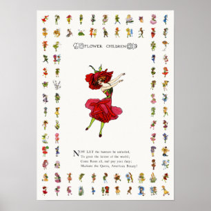 Affiche American Beauty Rose, Whimsical Flowers Livre Art