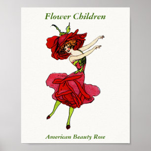 Affiche American Beauty Rose, Whimsical Flowers Livre Art