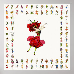 Affiche American Beauty Rose, Whimsical Flowers Livre Art