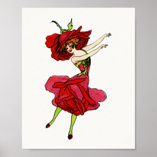 Affiche American Beauty Rose, Whimsical Flowers Livre Art