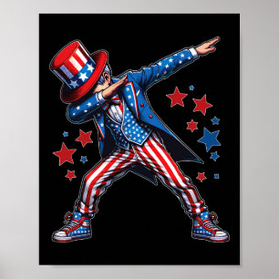 Affiche American Boy Dabbing Patriotique 4 juillet Enfants