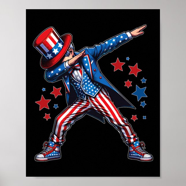 Affiche American Boy Dabbing Patriotique 4 juillet Enfants (Devant)