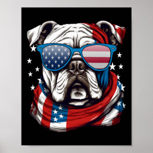 Affiche American Bulldog Patriotique 4 juillet Amoureux de