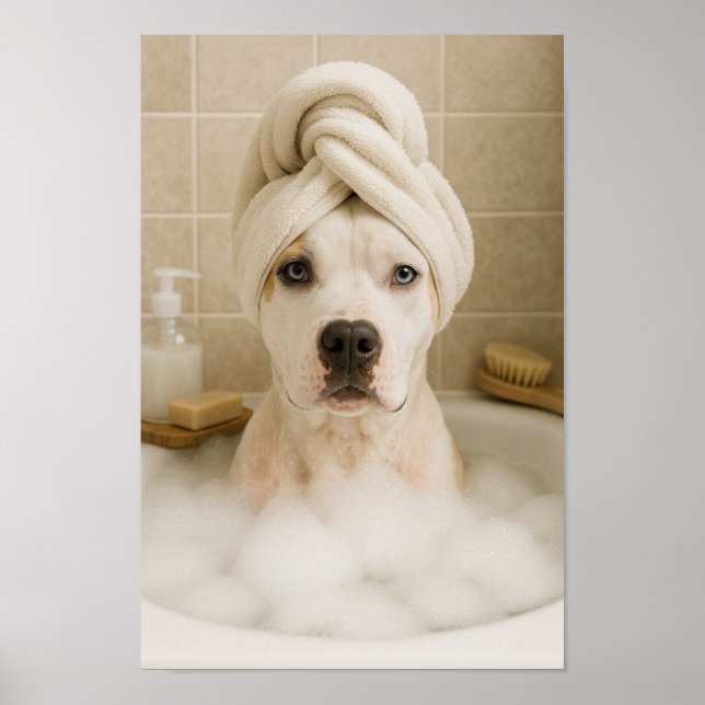 Affiche american bully dog cute funny bathroom decor (Devant)