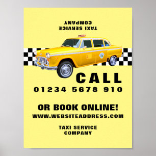 Affiche American Cartoon Style Taxi Jaune publicité