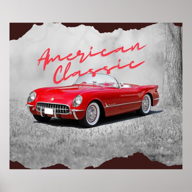 Affiche American Classic Vintage Rouge convertible Faux Ca (Devant)