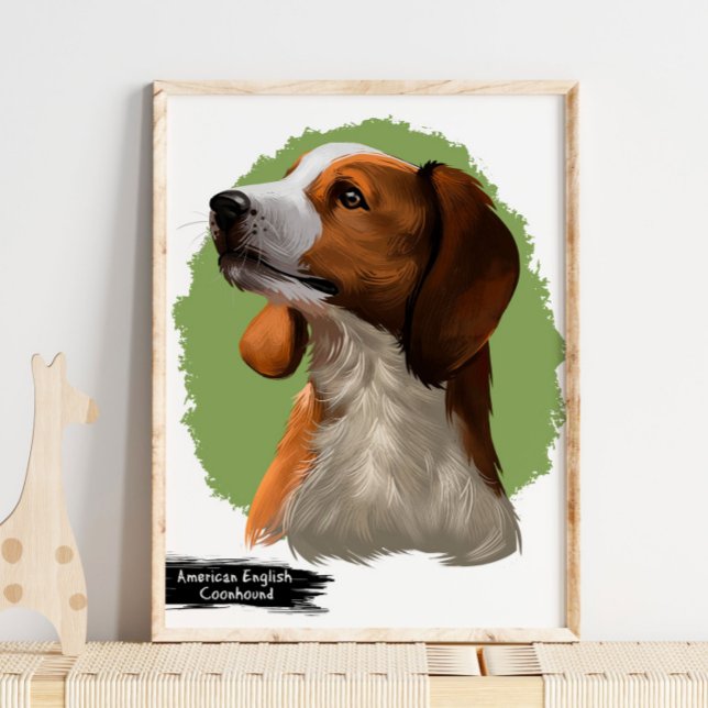 Affiche American Coonhound Portrait | Pet Portrait Print (Créateur téléchargé)