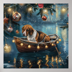Affiche American English Foxhound Christmas Festive Voyage