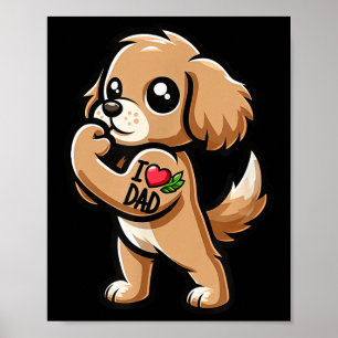 Affiche American Er Spaniel I Love Papa Funny Chien Tattoo