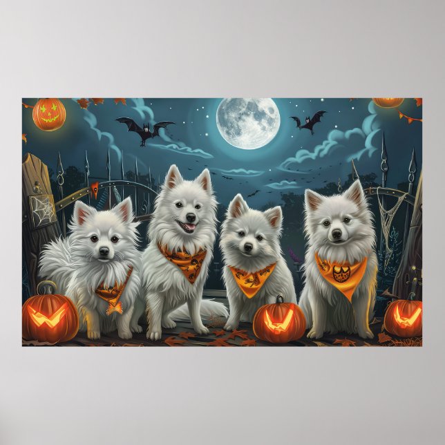 Affiche American Eskimo Halloween Effrayant  (Devant)