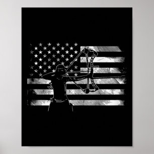 Affiche American Flag Archer Girl Archery Bow Hunting Usa