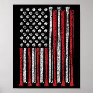 Affiche American Flag Baseball Team Vintage Funny